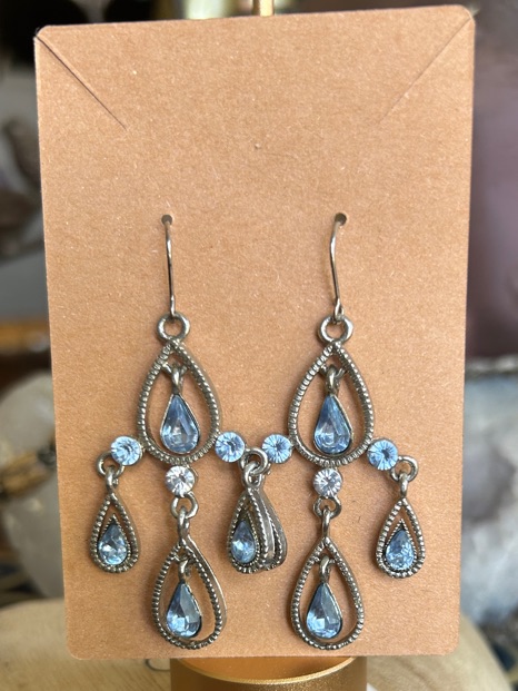 Other Stories Blue Teardrop Crystal Chandelier Earrings 15$